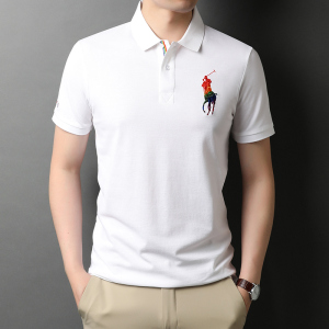 夏季纯棉短袖t恤男绣标纯色polo衫青年男士轻商务体恤D2125-P68图片