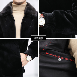仿貂绒夹克男脱卸水貂毛领冬季男士商务休闲冬装外套L2167-P400图片