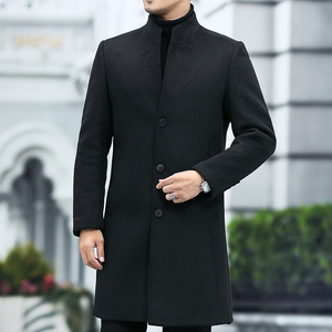 羊毛大衣男中长款双面呢秋冬男士休闲单排扣立领毛呢L2156-P340,毛呢大衣,电商B212（原钱塘6029）