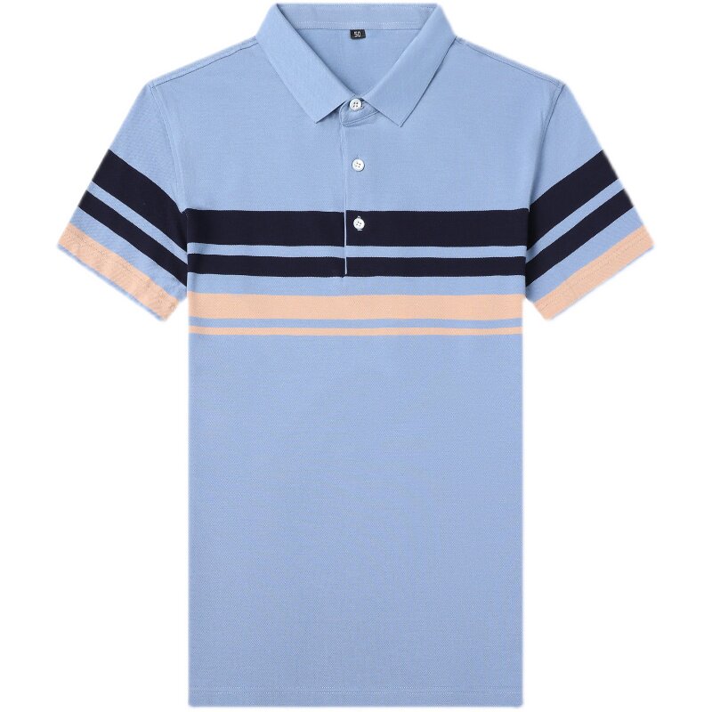男士休闲夏季新款商务翻领短袖T恤男装上衣服薄款QLM88102-P75,男装T恤,电商B212（原钱塘6029）
