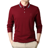 纯棉长袖T恤男翻领POLO衫春季新款男士商务休闲POLO衫D9725-P85，男装T恤，电商B212（原钱塘6029）