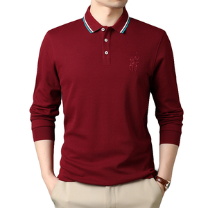 纯棉长袖T恤男翻领POLO衫春季新款男士商务休闲POLO衫D9725-P85图片