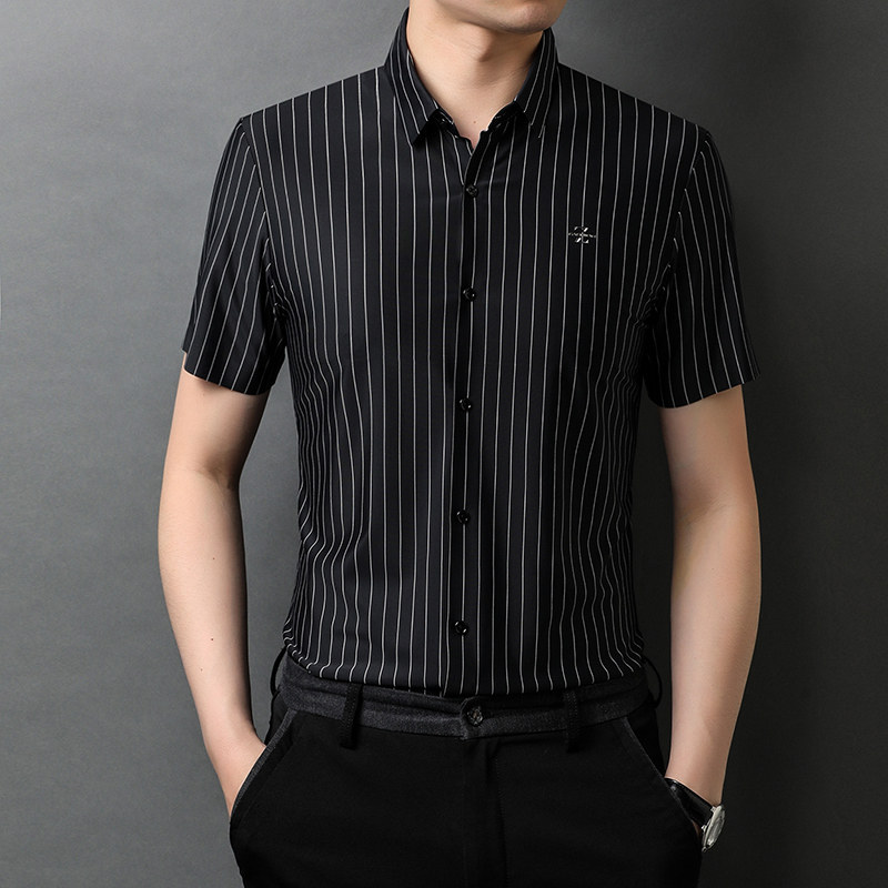 时尚条纹短袖衬衫男上衣夏季男士商务休闲潮流半袖衬衣D5120-P85,男装衬衫,电商B212（原钱塘6029）
