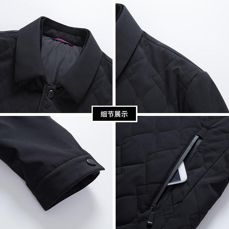 轻薄棉服男翻领秋冬季中年男士休闲格子棉服爸爸装外套Y5088-P200,男装棉衣,电商B212（原钱塘6029）