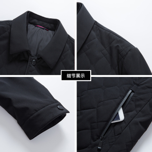 轻薄棉服男翻领秋冬季中年男士休闲格子棉服爸爸装外套Y5088-P200图片