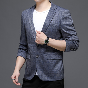 2021秋季新款男士西装外套商务休闲两粒扣西服上衣KCN2262-1图片