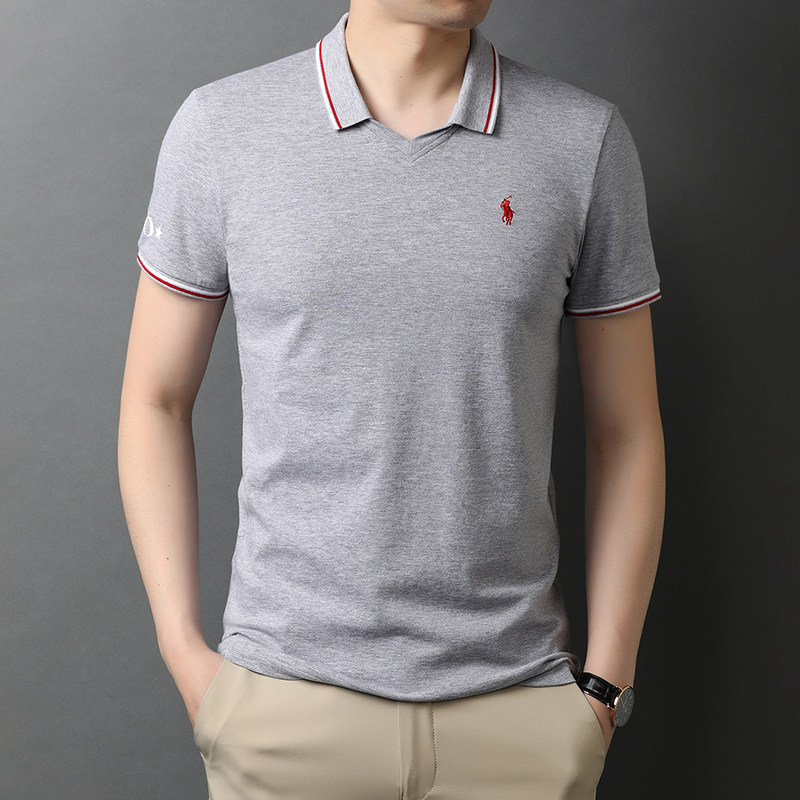 夏季纯棉短袖中青年男士翻领T恤商务休闲刺绣POLO衫QLM88173-P75,男装T恤,电商B212（原钱塘6029）