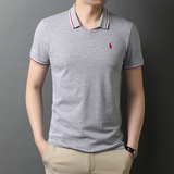夏季纯棉短袖中青年男士翻领T恤商务休闲刺绣POLO衫QLM88173-P75，男装T恤，电商B212（原钱塘6029）