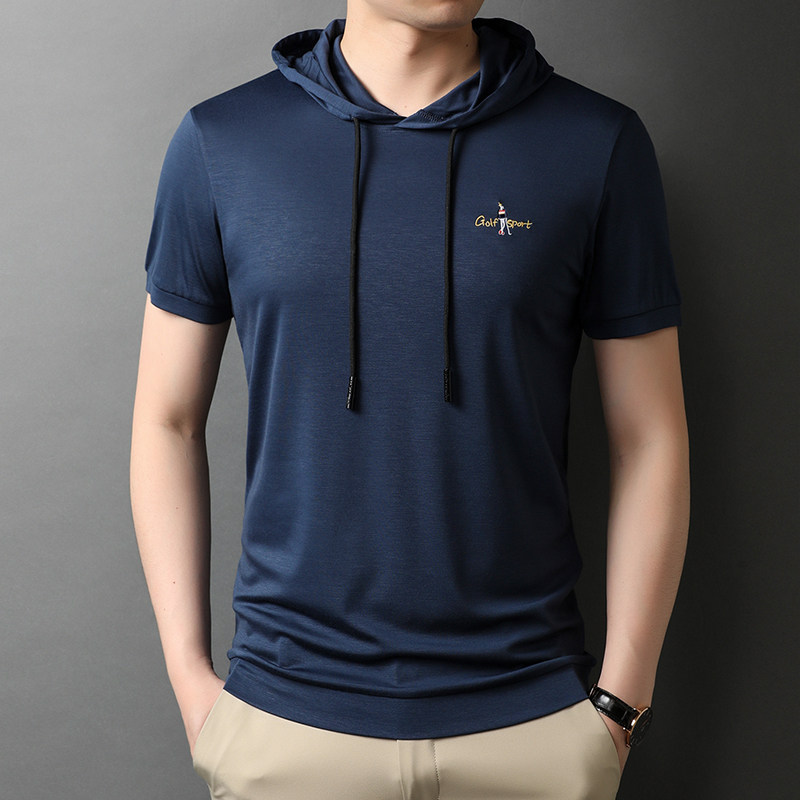 夏季连帽短袖卫衣t恤男潮牌宽松半袖男中青年卫衣QLM88150-P80,男装T恤,电商B212（原钱塘6029）
