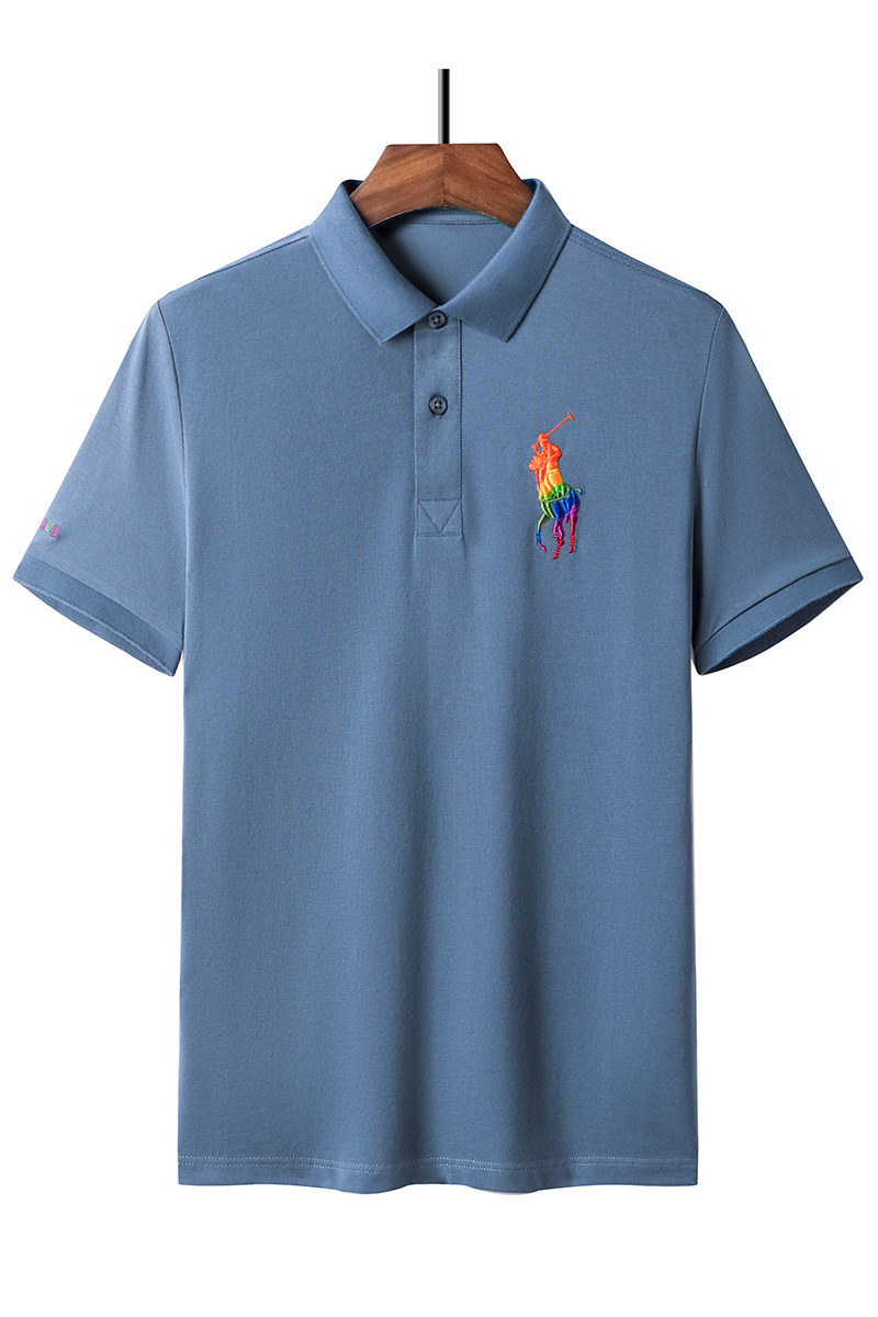 夏季纯棉短袖t恤男绣标纯色polo衫青年男士轻商务体恤D2125-P68,男装T恤,电商B212（原钱塘6029）