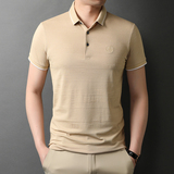 夏季纯棉短袖男士翻领T恤商务休闲刺绣POLO衫男半袖QLM88175-P75，男装T恤，电商B212（原钱塘6029）