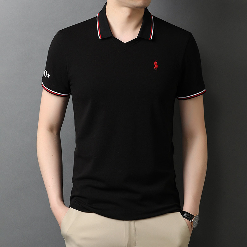 夏季纯棉短袖中青年男士翻领T恤商务休闲刺绣POLO衫QLM88173-P75图片