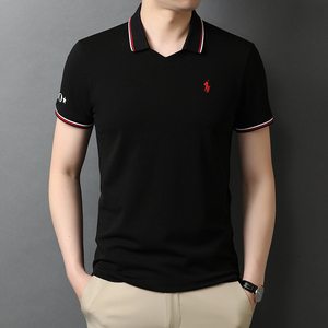 夏季纯棉短袖中青年男士翻领T恤商务休闲刺绣POLO衫QLM88173-P75图片