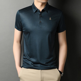 桑蚕丝T恤男短袖夏季中年男士商务休闲纯色半袖体恤衫D1206-P108，男装T恤，电商B212（原钱塘6029）
