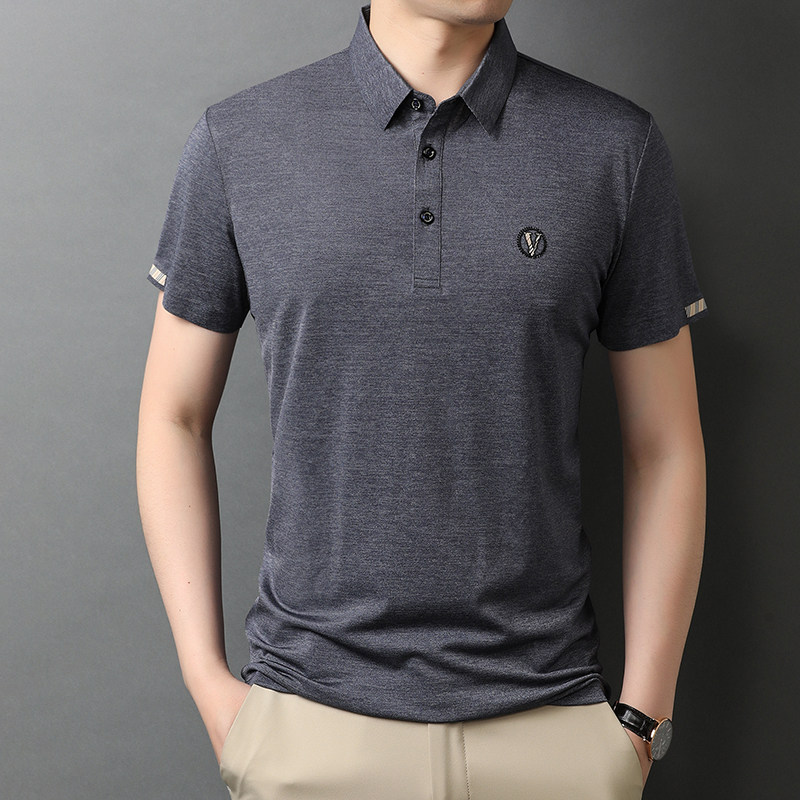 纯棉短袖男夏季潮流T恤百搭休闲男士商务刺绣POLO衫QLM88126-P75图片