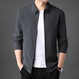 秋季中年男士夹克薄款上衣商务休闲牛奶丝爸爸装外套M2132-P160，男装夹克，电商B212（原钱塘6029）