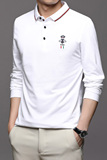 2021秋季新款POLO衫男宽松纯色纯棉刺绣徽章长袖t恤LJ8241-P70，男装T恤，电商B212（原钱塘6029）