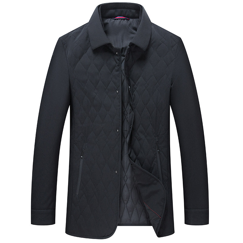 轻薄棉服男翻领秋冬季中年男士休闲格子棉服爸爸装外套Y5088-P200,男装棉衣,电商B212（原钱塘6029）
