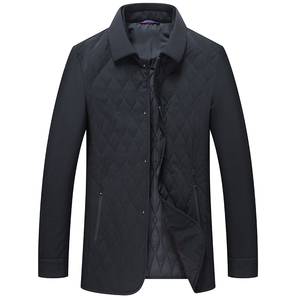 轻薄棉服男翻领秋冬季中年男士休闲格子棉服爸爸装外套Y5088-P200图片