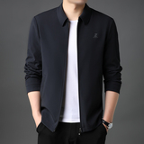 秋季中年男士夹克薄款上衣商务休闲牛奶丝爸爸装外套M2132-P160，男装夹克，电商B212（原钱塘6029）