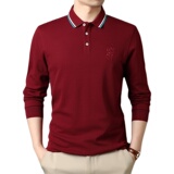 纯棉长袖T恤男翻领体恤秋季新款男士休闲宽松POLO衫D9725-P75，男装Polo衫，电商B212（原钱塘6029）