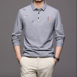 男体恤秋季长袖新款刺绣POLO衫休闲免烫男士翻领T恤LJ8242-P70，男装Polo衫，电商B212（原钱塘6029）