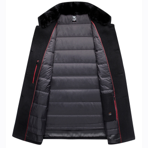 羽绒服男中长款羊毛呢子外套冬季加厚水貂领冬装爸爸装Q803-P480图片