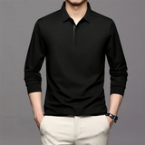 长袖t恤男春秋季宽松中年纯色翻领POLO衫秋衣潮打底衫LJ20868-P80，男装Polo衫，电商B212（原钱塘6029）