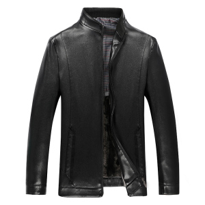 2021春季新款男士皮衣外套加绒中年休闲立领皮夹克上衣S995-P150图片