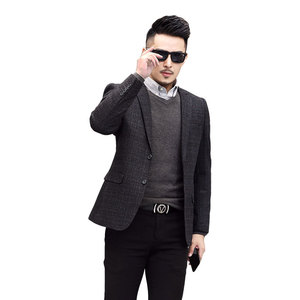 秋季新款中青年纯色商务休闲西装男修身西服外套KCN20725-1-P170图片