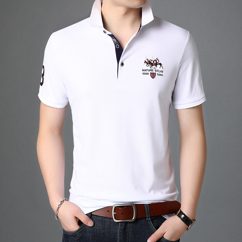 中青年男士棉质短袖T恤男翻领POLO衫夏季休闲纯色体恤衫D8290-P65,男装T恤,电商B212（原钱塘6029）