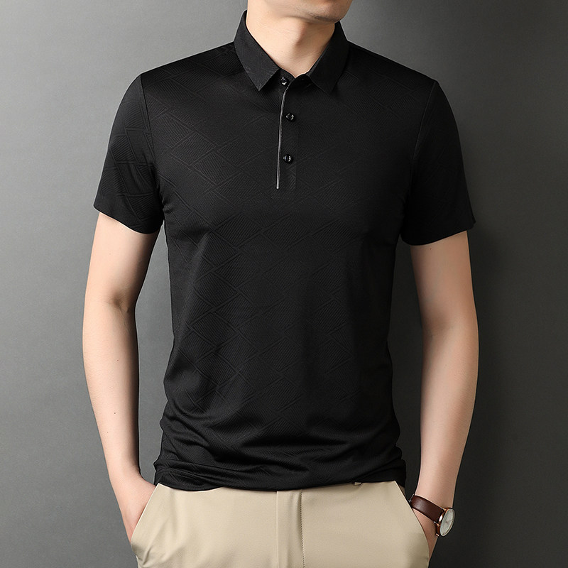 时尚提花短袖T恤男格子POLO衫夏季男士商务休闲半袖体恤D7354-P70,男装T恤,电商B212（原钱塘6029）