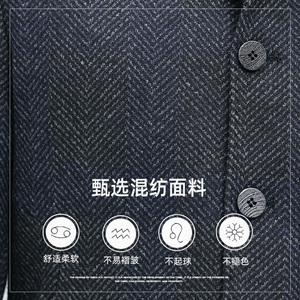 羊毛呢大衣男中长款秋冬季男士休闲宽松夹棉呢子外套L2162-P270图片