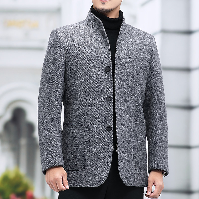 双面呢羊毛大衣男单排扣秋冬男士商务休闲立领毛呢外套L2177-P280，男装毛呢大衣，电商B212（原钱塘6029）