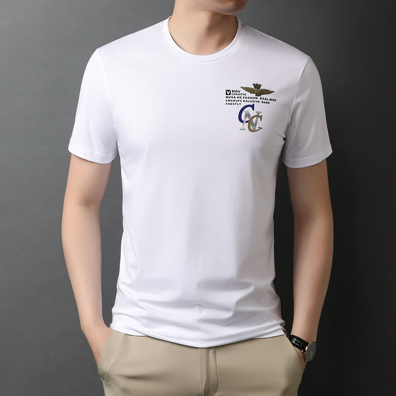 纯棉t恤短袖男2021秋季潮流印花半袖上衣服打底衫QLM88205-P70,男装T恤,电商B212（原钱塘6029）