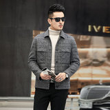 新款呢子羊毛大衣秋冬毛呢短款纯色夹克休闲外套KCN1936-8-P330，男装毛呢大衣，电商B212（原钱塘6029）