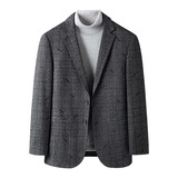 2021年秋季新款长袖外套便服纯色格子中青年修身西服YT3328-P175，男装西服，电商B212（原钱塘6029）