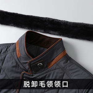 棉衣男脱卸毛领冬季中年男士休闲立领保暖棉服冬装外套HC165图片