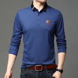 春秋季新款男士丝光棉长袖T恤休闲时尚打底POLO衫上衣D896-P75，男装T恤，电商B212（原钱塘6029）