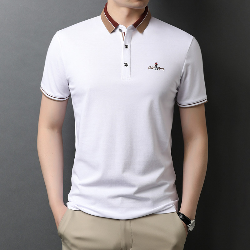 秋季男装新款短袖t恤男翻领潮牌刺绣男士polo衫上衣QLM88189-P70,男装T恤,电商B212（原钱塘6029）