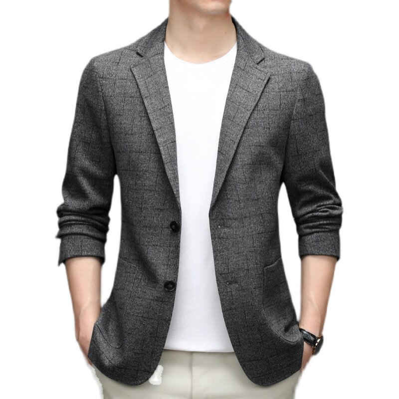 新款中青年小西服男休闲型单西外套格子商务小西装AJY2209-P185,男装西服,电商B212（原钱塘6029）