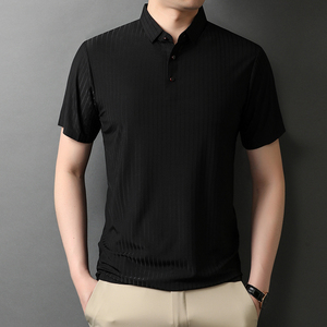 中年爸爸休闲短袖t恤男纯棉翻领POLO衫上衣夏季QLM88161-P75