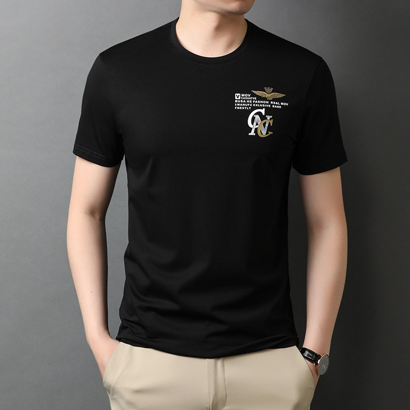 纯棉t恤短袖男2021秋季潮流印花半袖上衣服打底衫QLM88205-P70图片