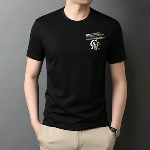 纯棉t恤短袖男2021秋季潮流印花半袖上衣服打底衫QLM88205-P70图片