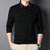 休闲翻领纯棉T恤2021秋季新款衣服男士长袖打底体恤QLM77168，男装T恤，电商B212（原钱塘6029）