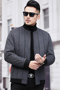 精品男装羊毛夹克外套男春季新款男士立领休闲毛呢上衣L2015-P240图片