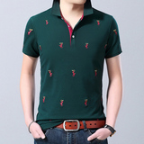 短袖T恤中青年商务休闲刺绣夏季翻领Polo衫男纯棉AJY2156-P60，男装T恤，电商B212（原钱塘6029）
