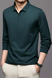 长袖t恤男春秋季宽松中年纯色翻领POLO衫秋衣潮打底衫LJ20868-P80，男装Polo衫，电商B212（原钱塘6029）