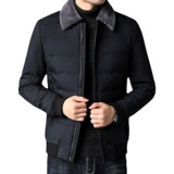 羽绒服冬季男短款脱卸羊毛领休闲翻领中年男士冬装外套K31-P245，男装羽绒服，电商B212（原钱塘6029）