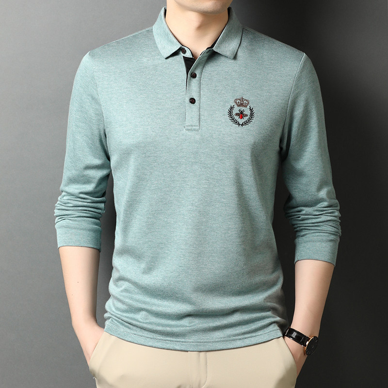纯色长袖T恤男翻领春秋季新款男士休闲潮流打底POLO衫D8811-P75图片